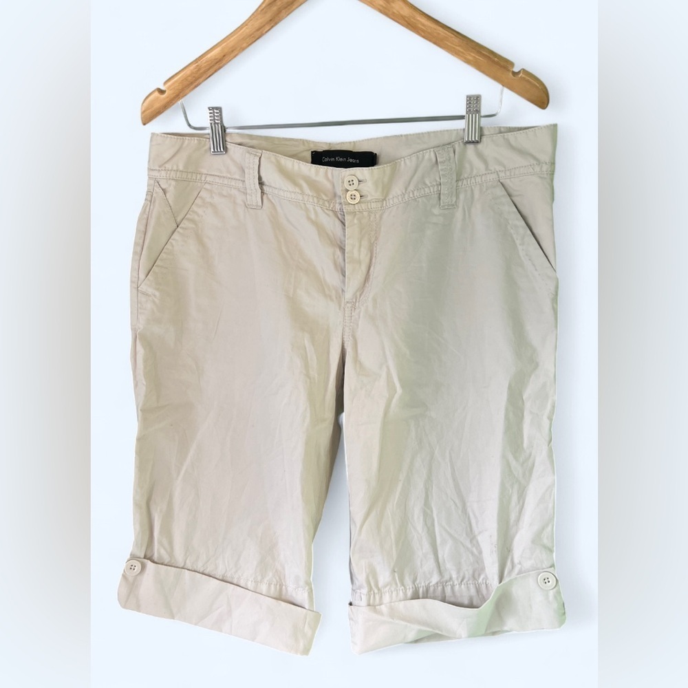 Calvin Klein Jeans Tan Flat Front Cotton Cargo Summer Shorts 10 - Picture 3 of 10